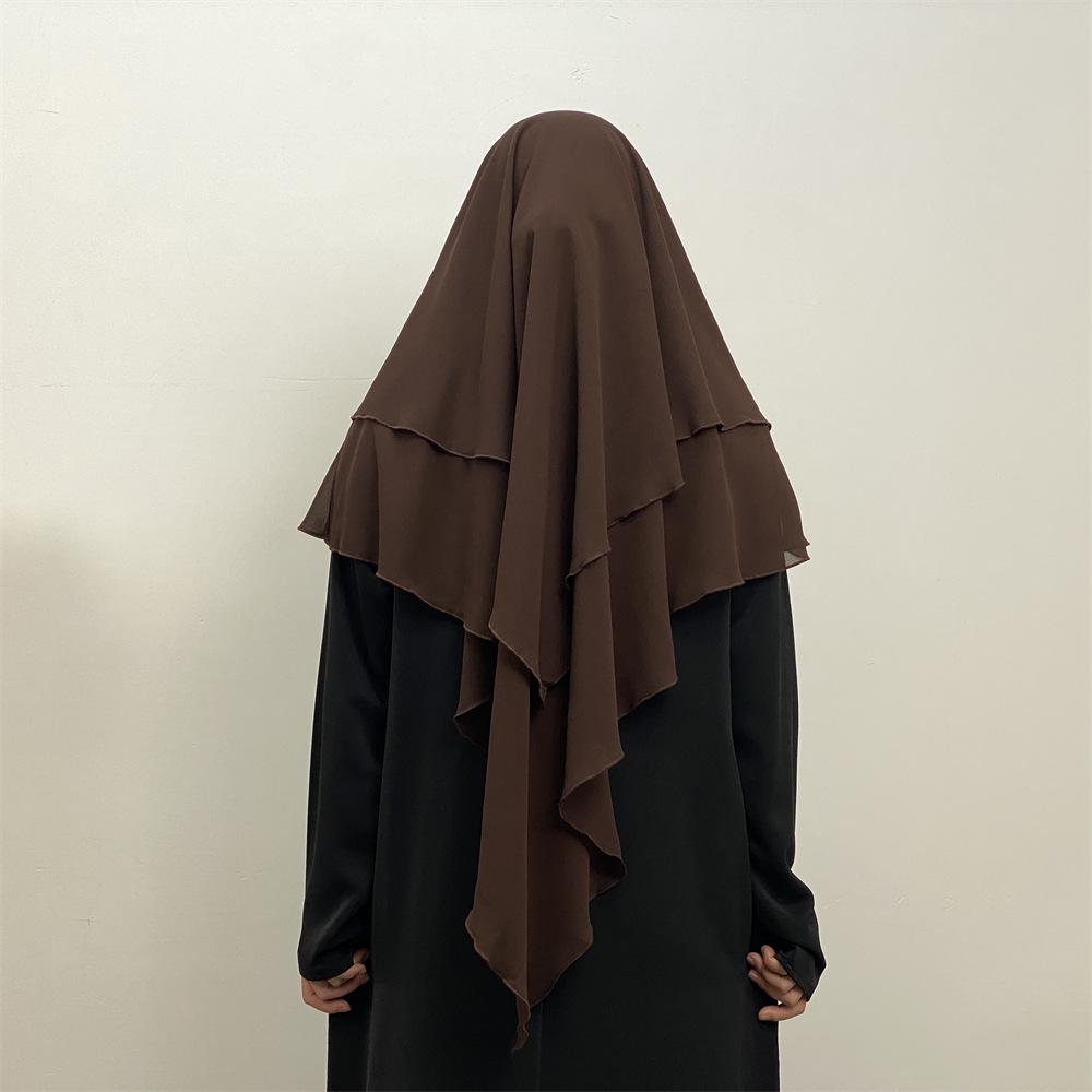 Однотонный двухслойный шифоновый платок на голову — стиль Ближнего Востока, Дубая, Турции. (Большой, 2305)