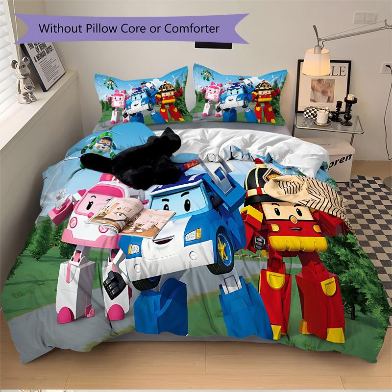 Robotic Friends Adventure Print 3Pcs Bedding Setduvet Cover With 2 Bedropillowcase Home Birthday Gift