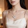 Серебряное Длинное Ожерелье-Бабочка с Кисточками Женское С регулировкой на Затягивание Цепочка на Ключицы Стиль Spice Girl Нишевые Высококачественные Аксессуары Легкая Роскошь