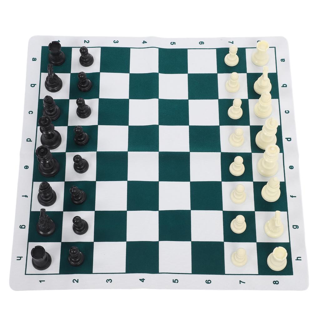 Chess Set Plastic Chess Board Set Desktop Game with 50x50cm Artificial Leather Board for Party