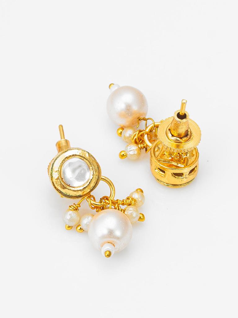 Позолоченный комплект украшений ручной работы с белыми камнями и бусинами