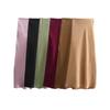 Kaslead New Arrival Women's Fashion Style Fashion Casual Easiest for Match Fine Acetate Satin Elastic Waist Zipper Skirt