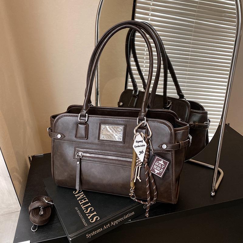 Премиальная сумка-мессенджер для通勤 в ретро-стиле большой вместимости женская новая на плечо сумка-мессенджер рабочая сумка-тоут