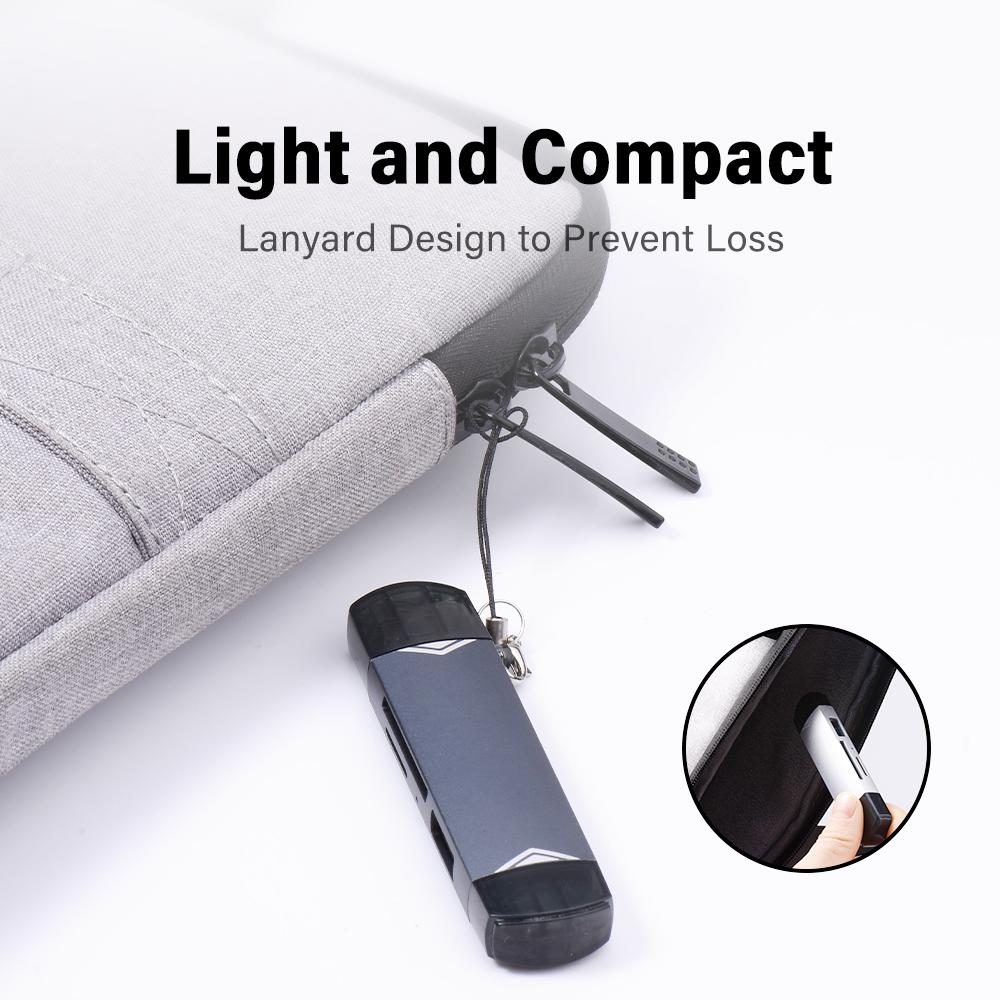 6 in 1 OTG Card Reader USB3.0 Type C USB Adapter Flash Drive Smart Memory Card Reader for Mobile and Notebook PC and More