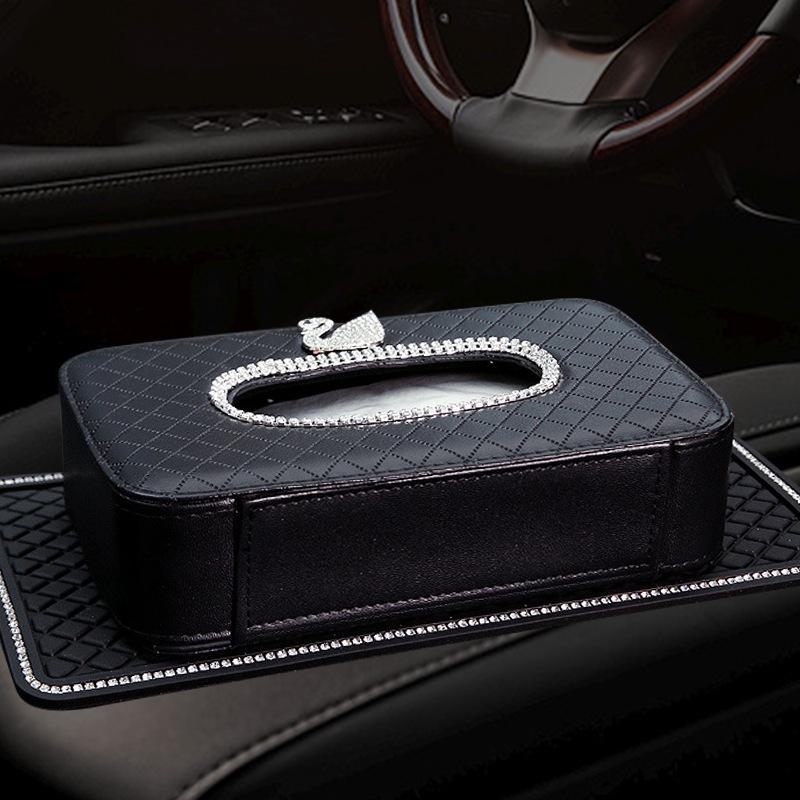 Креативная коробка салфеток для автомобиля с изображением лебедя и бриллиантов - чехол для салфеток на спинку сиденья с мультяшным дизайном