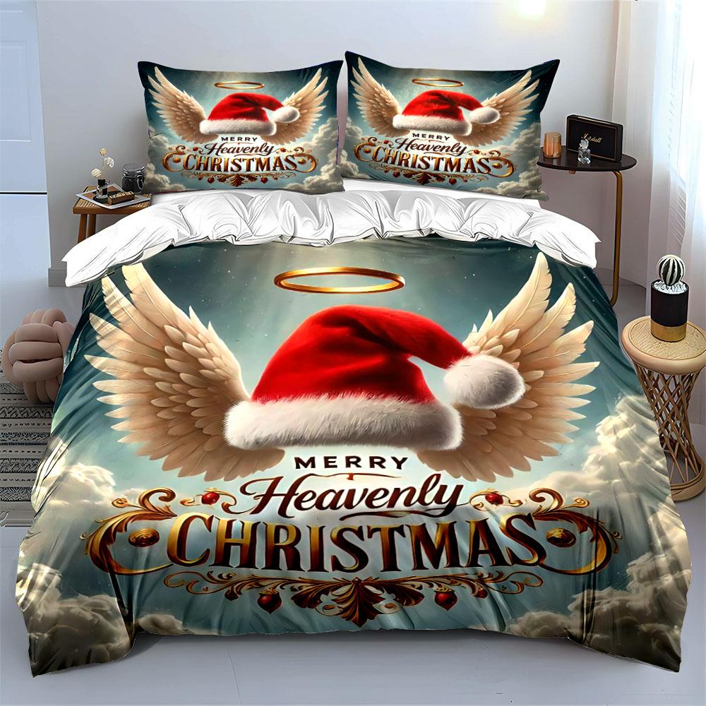Heavenly Christmas Design Bedding Duvet Cover Set Duvet Cover Pillowcases (1*Duvet Cover 2*Pillowcases, without duvet insert)