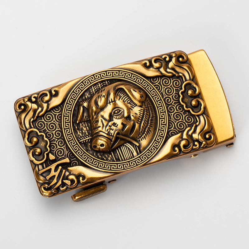 Zodiac Мужская автоматическая пряжка для ремня Персонализированная Ретро Медная 40см Автоматическая Пряжка для ремня из цинкового сплава
