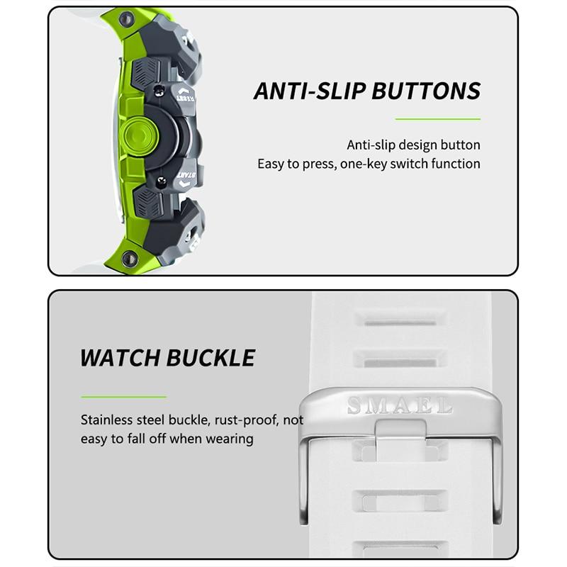 SMAEL Цифровые часы, военные наручные часы, светодиодный секундомер, будильник, мужские часы с большим циферблатом, 8050, модные спортивные часы, водонепроницаемые