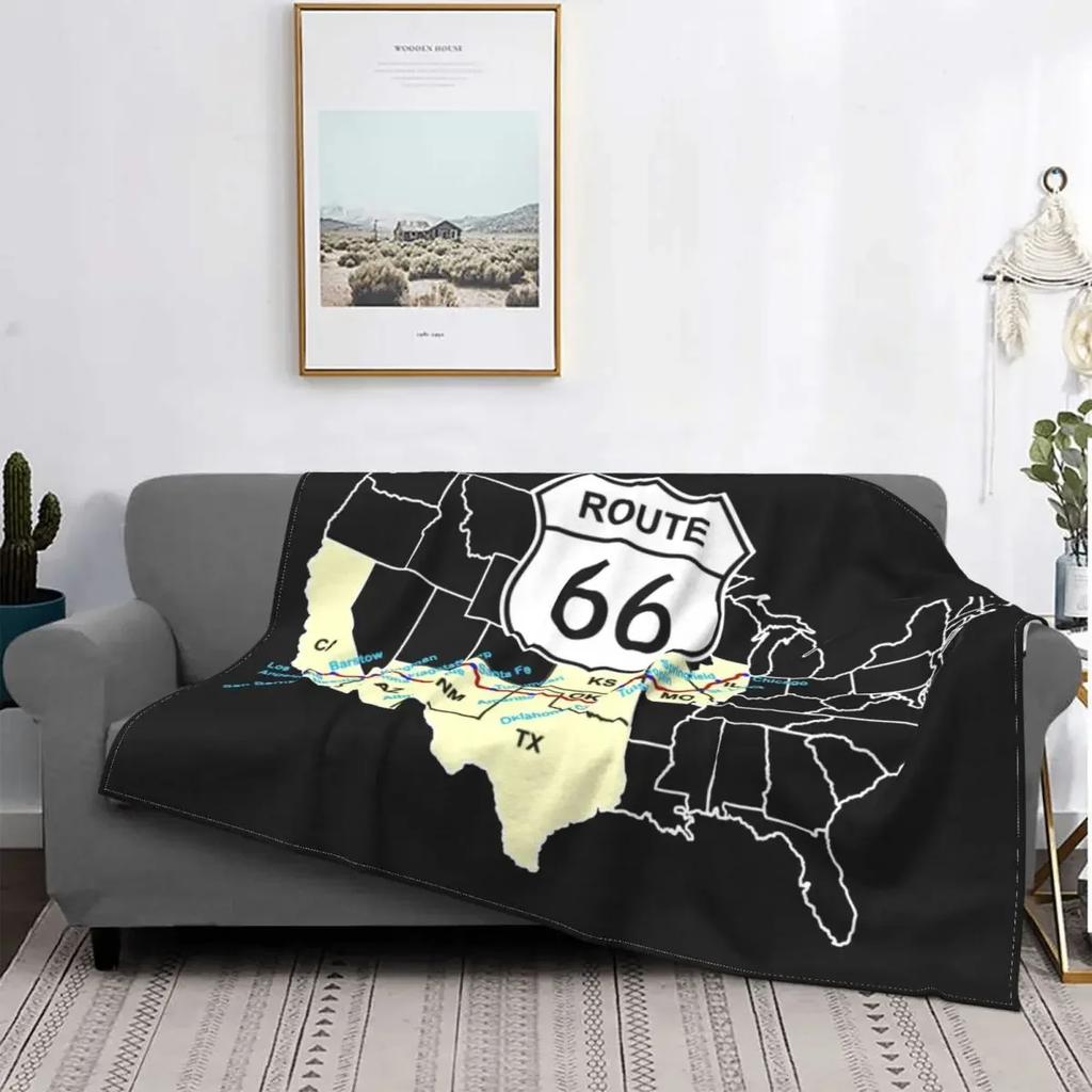Route 66 Mother Road My Version Blankets Fleece Ultra-Soft Throw Blankets for Bedroom Sofa Bedspread for Living Room/Bedroom