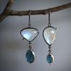 Винтажные серьги серебристого цвета в виде капли воды, инкрустированные синими камнями, этнические металлические асимметричные серьги-подвески для женщин, ювелирные изделия