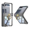 Чехол для Samsung Z Flip 7 6 5 Z Flip7FE с держателем-кольцом и защитой шарнира, прозрачный, противоударный, с прозрачной задней крышкой