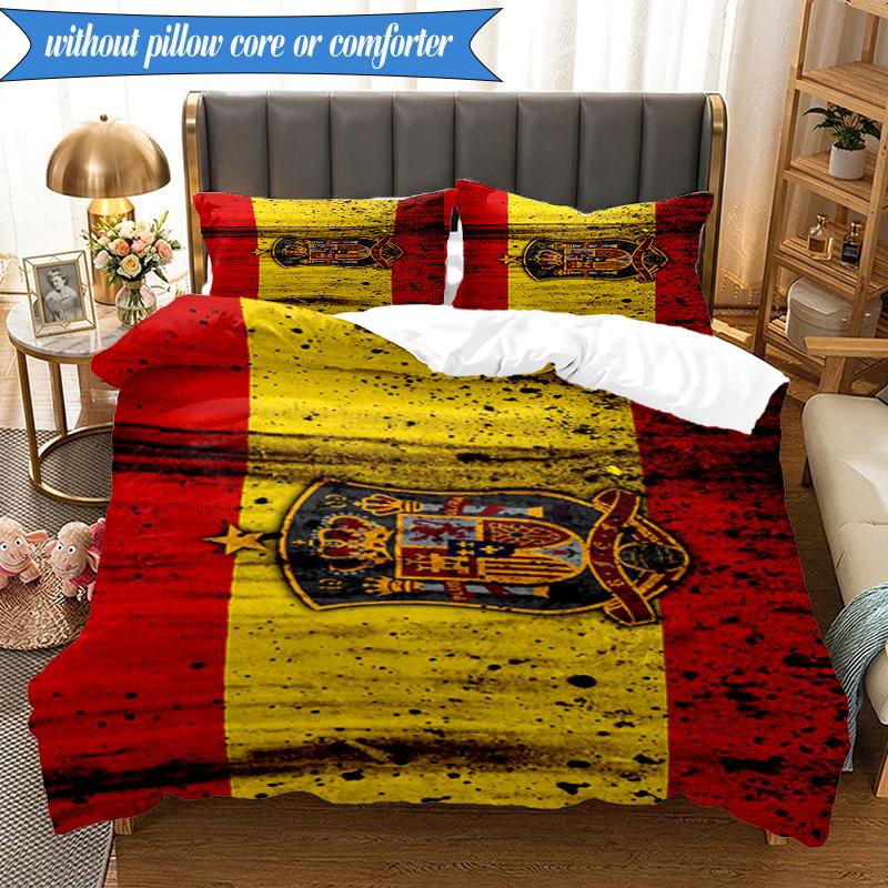 3PCS Spain FC Crest Printed Soft Bedding Set,Including 1pc Duvet Cover And 2pcs Pillowcases Perfect for Bedroom, Dormitory, Fan gift