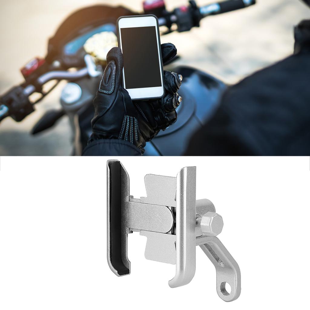 Universal Aluminum Alloy Motorcycle Phone Holder Stand Bracket Modification Parts(Silver)