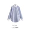 Kaslead Fashion Contrast Color Long Sleeves Stripes Shirt