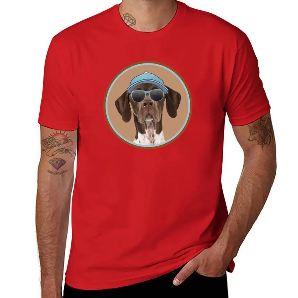 Cool German Shorthaired Pointer in cap and sunglasses! Especially for GSP owners! T-Shirt anime clothes mens tall t shirts