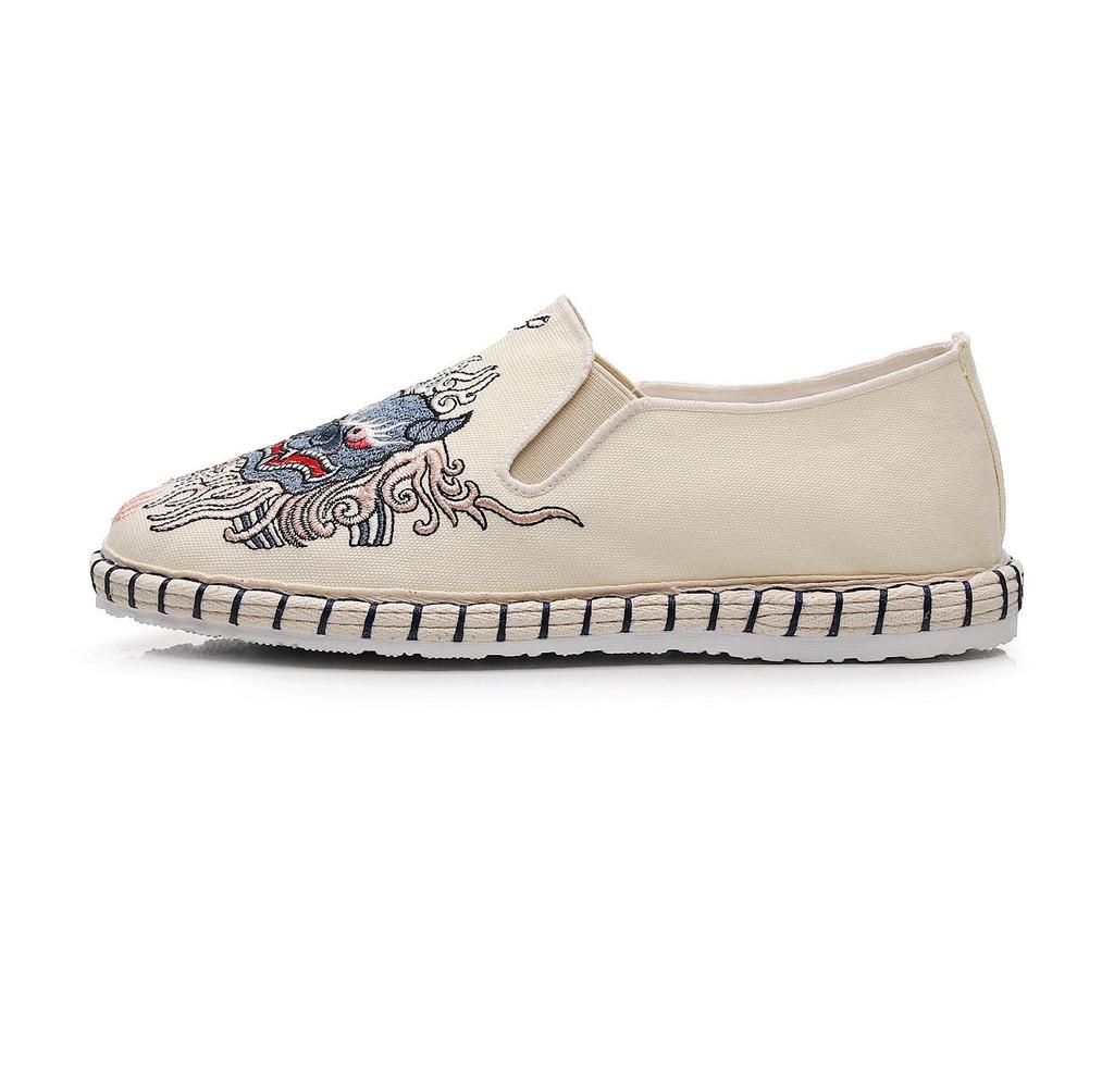 Мужские вышитые туфли из пекинской ткани: Мягкая подошва, дышащая, ручная работа