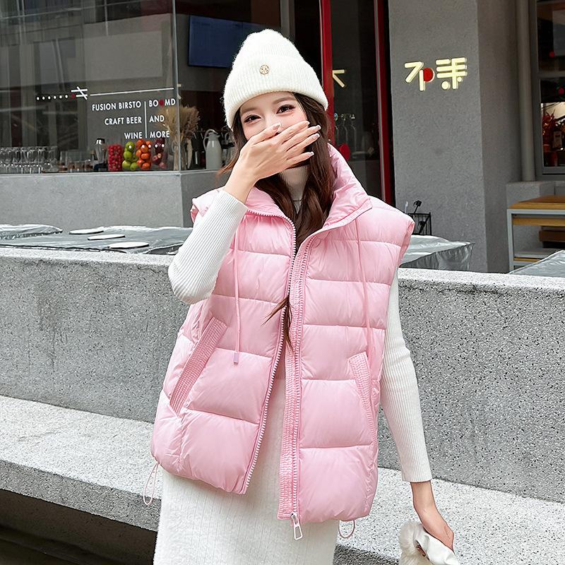 Winter down cotton vest stand-up collar versatile vest loose foreign casual cotton vest jacket