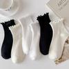 Cotton Ruffles Ankle Socks Women INS Summer Cute Kawaii Korean Sock Girl Spring Black White Middle Tube Japanese Sox