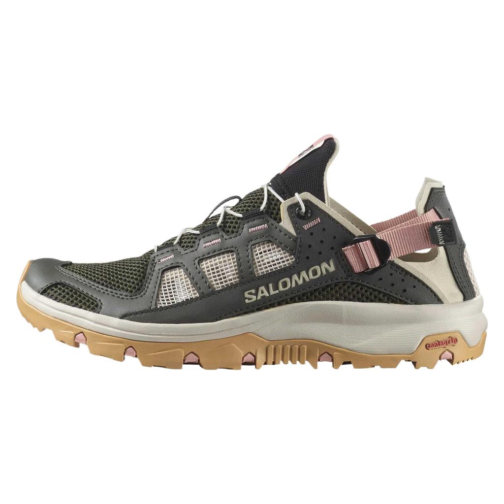 SALOMON Techamphibian 5 Round Toe Comfortable Breathable Water Shoes Women Water Shoes Mud Peat-Gray 477508