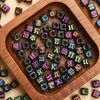 80Pcs 6mm Mixed Alphabet Acrylic Beads Square Russian Space Beads Jewelry Making Handmade DIY Bracelet Necklace Bead Jewelry Making