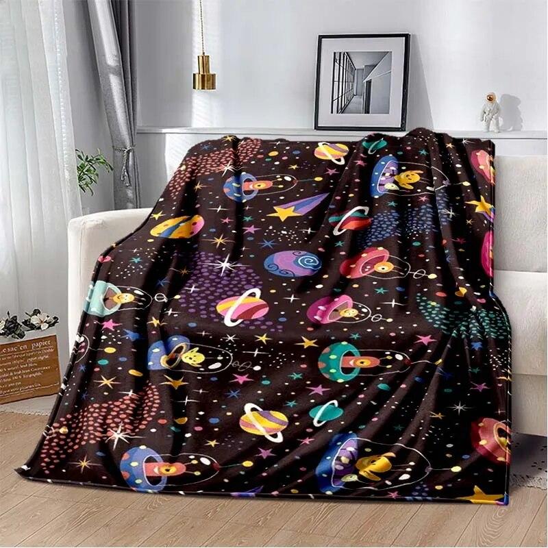 Фланелевое одеяло с 3D принтом космических животных, универсальное праздничное подарочное одеяло, теплые и мягкие одеяла на все сезоны