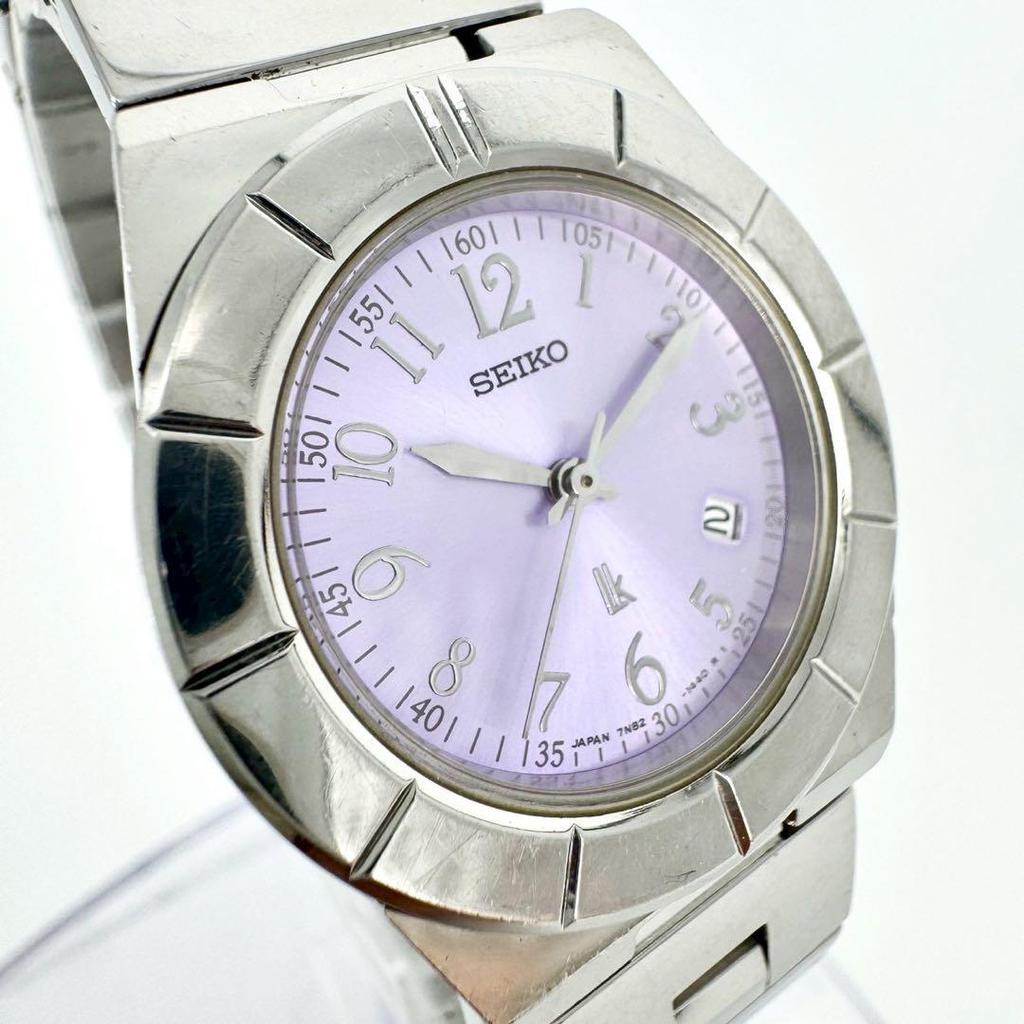 [USED] Battery SEIKO Lucia Round Date Lavender Dial Watch
