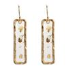 Vintage Women Shell Clear Rectangle Geometric Dangle Hook Earrings Jewelry Gift