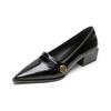 Pointed Single Shoes Women's Thick Heel Retro High Heels Shallow Mouth Camellia Mary Jane Shoes
