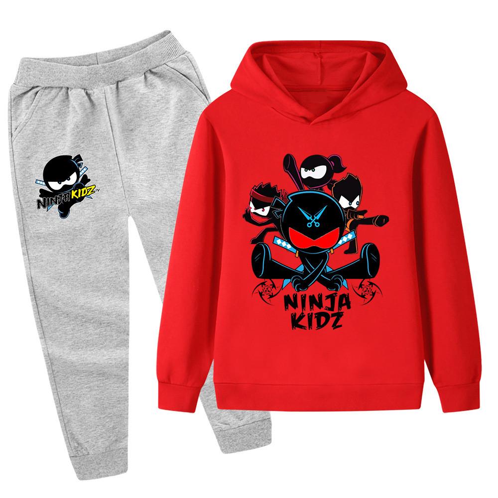 PB1170 Детские Мальчики Девочки NINJA KIDZ Принт Уличные Худи с Длинным Рукавом Брюки Комплекты Верхней Одежды