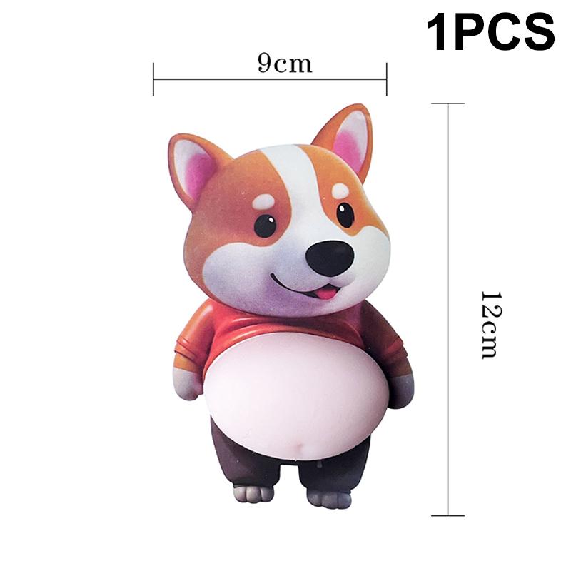 NEW 1/5Pcs 3D Cute Puppy Sticker Squeezeable Shiba Inu Sticker Refrigerator Wall Decoration Silicone Self-adhesive Sticker