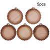 5PCS Cord Blank Wood Pendant Necklace Base Tray Key Chain Round Cabochon Setting