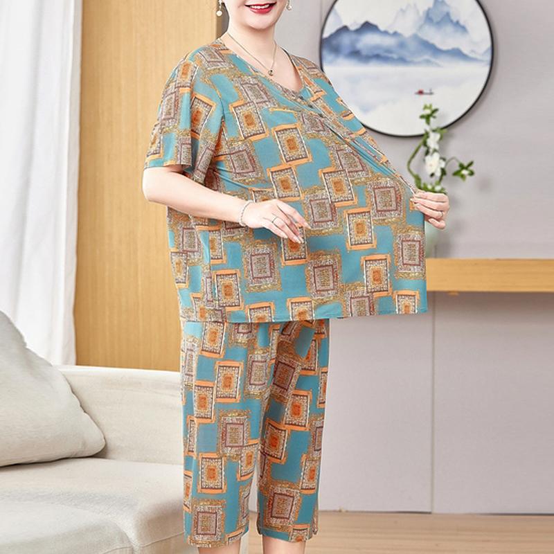 Элегантный женский комплект из двух предметов больших размеров 3XL-8XL, летняя винтажная одежда, комплекты брюк оверсайз