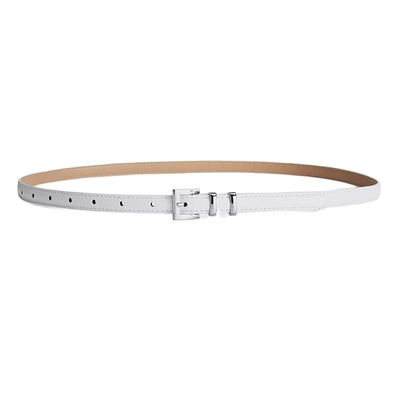 Simple Design Women's Thin Belt Fashion Casual And Versatile Jeans Dress Accessories Girdle Silver Pin Buckle Pu Waistband