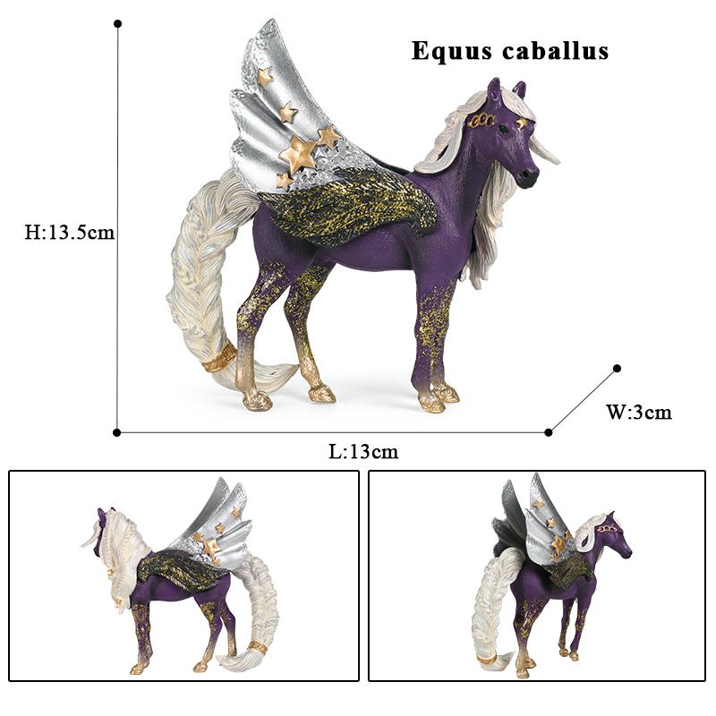 Oenux Mythical Rainbow Pegasus Simulation Animal Figures Model Fairy Tale Fly Horse Action PVC Educational Toys Girl Gift