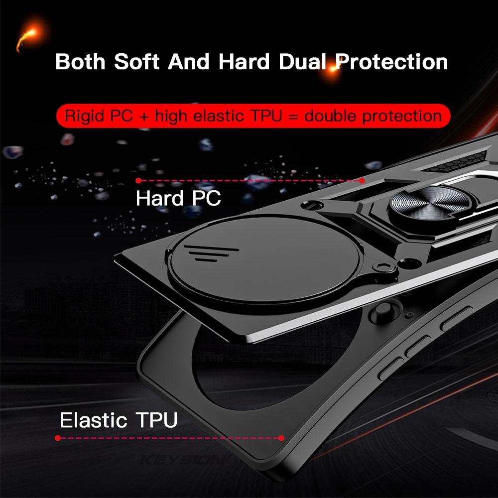 KEYSION Противоударный чехол для HONOR X9c 5G Slide Camera Защитное кольцо Подставка для телефона Задняя крышка для Huawei Honor Magic 7 Lite 5G