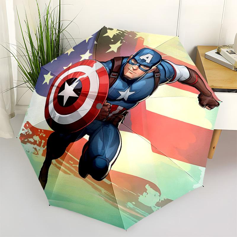 1pc Captain America, Shield Automatic Folding Umbrella - Sturdy 8-Rib Polyester Canopy,Sun-Defying Travel Companion yy251023142