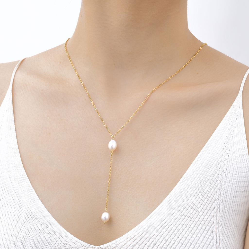 Stainless Steel Y Shape Jewelry Chain Woman Necklace Minimalist Personal Gold Color Fashion Jewelry for Girlfriend Mother's Day