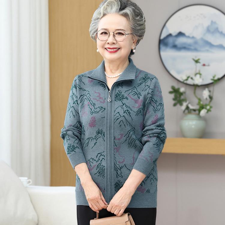 Матери среднего и пожилого возраста носят плюшевый свитер, вязаный кардиган для пожилой женщины, бабушкин новый модный вязаный свитер, толстый топ