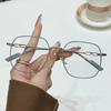 Photochromic Retro Gold-Rimmed Myopia Glasses Large Square Frame Anti-Blue Light Luxury Brand Designer Popular Metal Eyeglasses