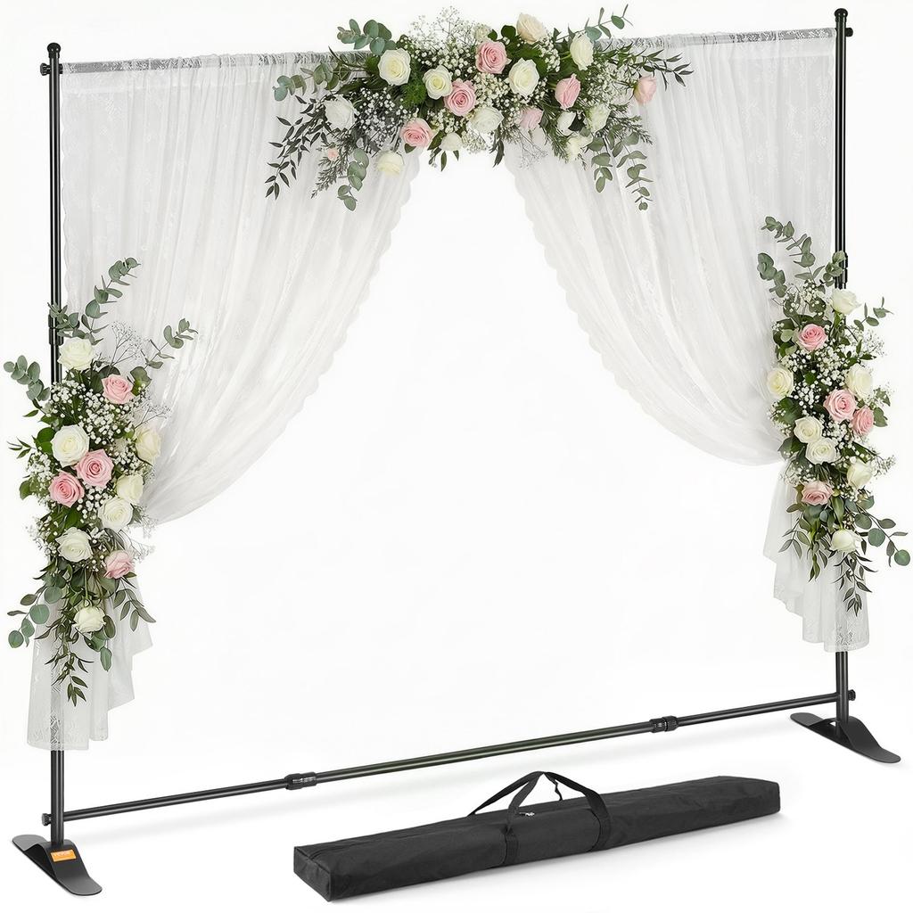 Step and Repeat 8'x8'- 10'x8' Backdrop Banner Stand Adjustable Telescopic Height and Width Retractable Banner Stand with Carrying Bag