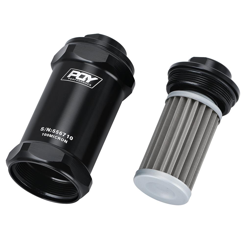 VR - PQY BLACK AN6 / AN8 / AN10 Inline Fuel Filter E85 Ethanol With 100 Micron Stainless steel element and PQY sticker Fuel Filters5