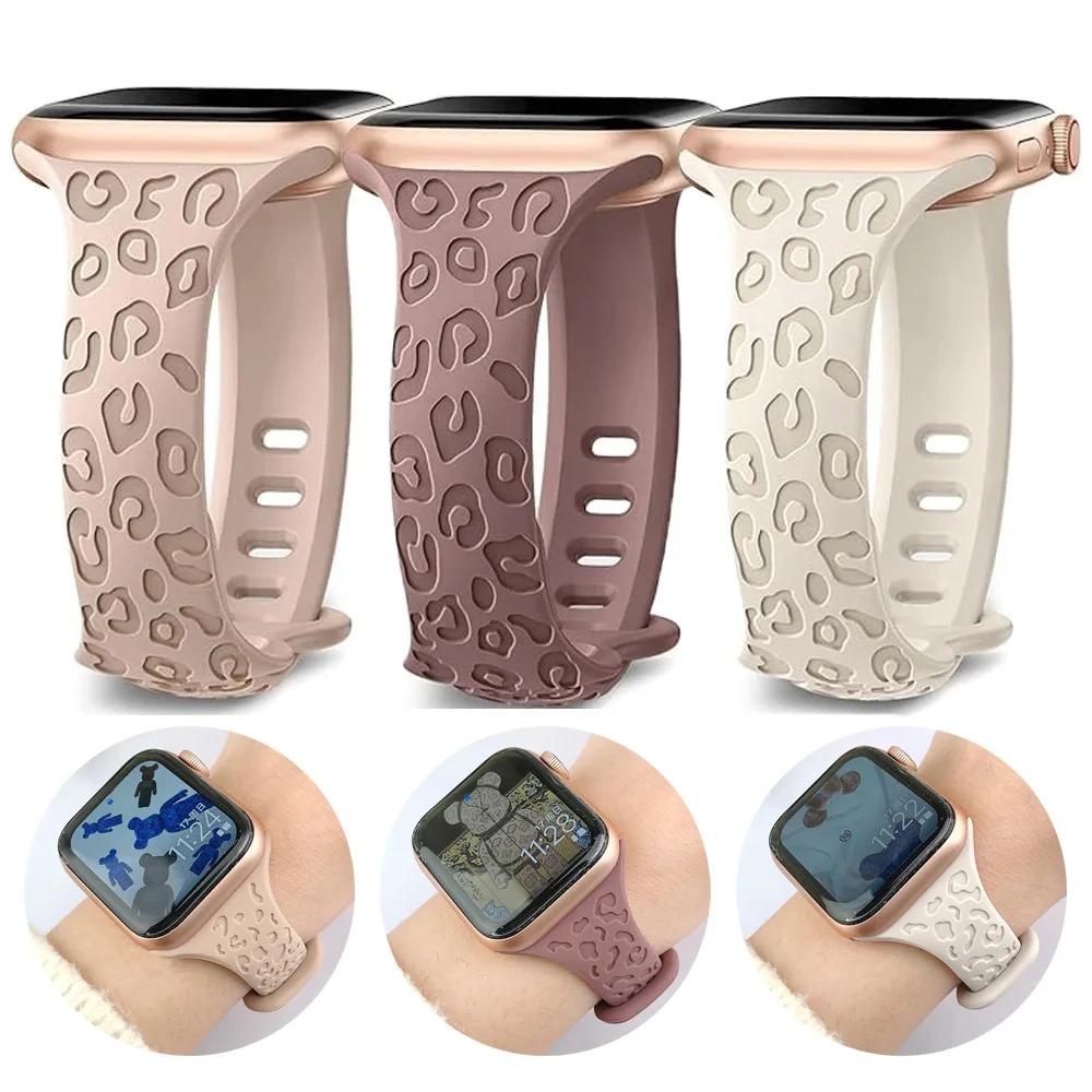 Тонкий ремешок для Apple Watch Band 40 мм, 41 мм, 42 мм, 38 мм, 49, 44 мм, 45 мм, силиконовый браслет с гравировкой Correa Series 8, 7, 6, 9, 5, 4, 3 SE Ultra