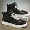 Men's High-top Sneakers High Quality Leather Casual Shoes Fashion High-top Skateboard Shoes Men Vulcanized Shoes Tenis Masculino