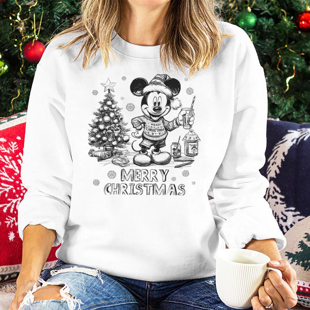 Vintage Retro Christmas Mickey Mouse Sweatshirt for Women Festive Holiday Wear Clothes Merry Christmas Party Matching Sweatshirt