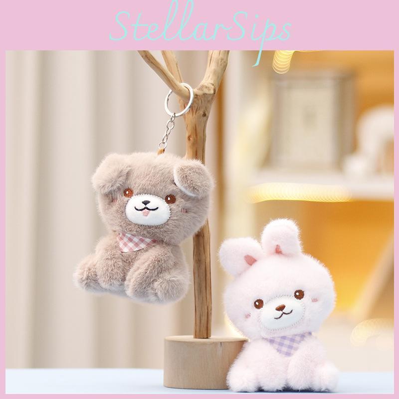 Plush Toy Panda And Rabbit Keychains Cute Adorable Stuffed Animal Bag Charms