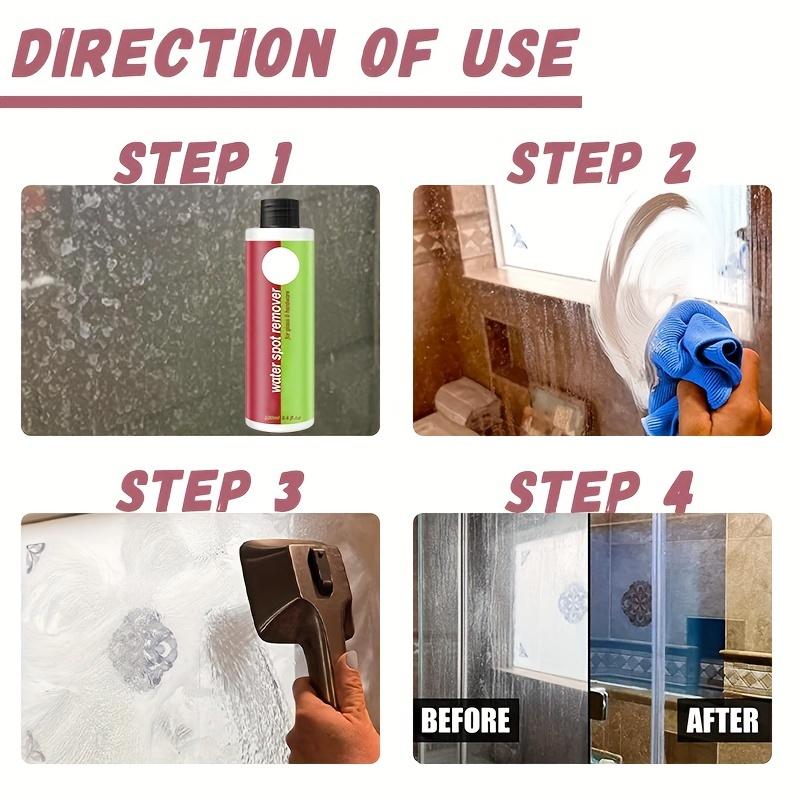 Чистящее средство для стекол в ванной, пятновыводитель от жесткой воды для душевых дверей, зеркал, плитки и смесителей, мощное средство для удаления накипи с поверхностей из нержавеющей стали и керамики