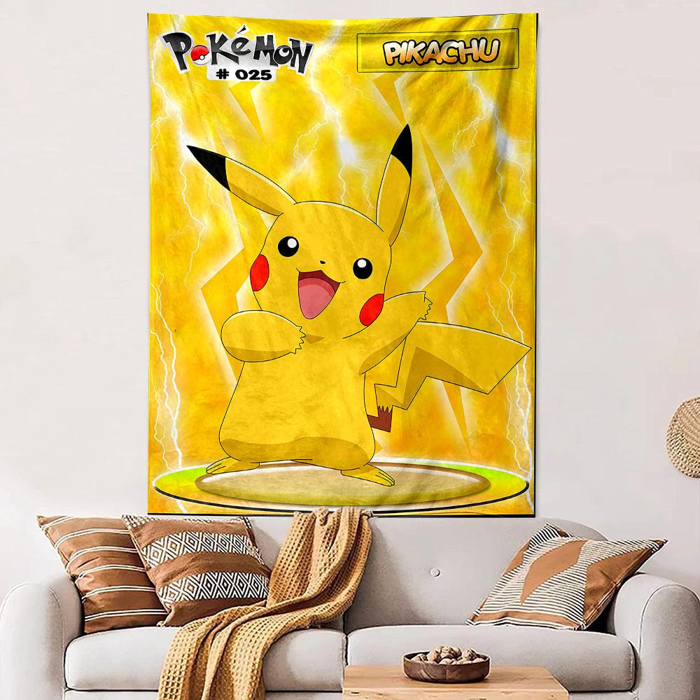 Pikachu Lightning Background Design Patterned tapestry home decor, suitable for bedroom and living room, gift
