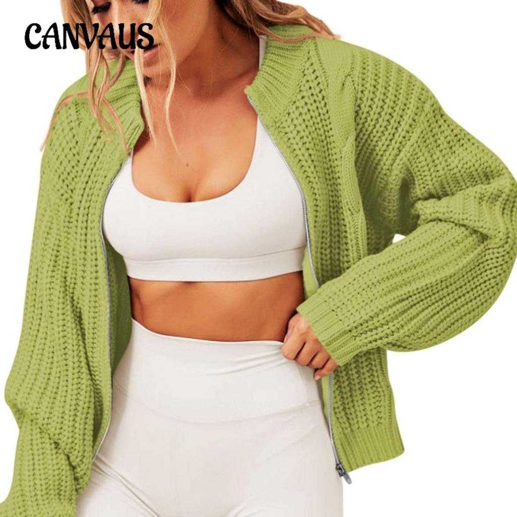 Осенне-зимний женский свитер на молнии с круглым вырезом, свободный вязаный кардиган, свитер с длинными рукавами, топ
