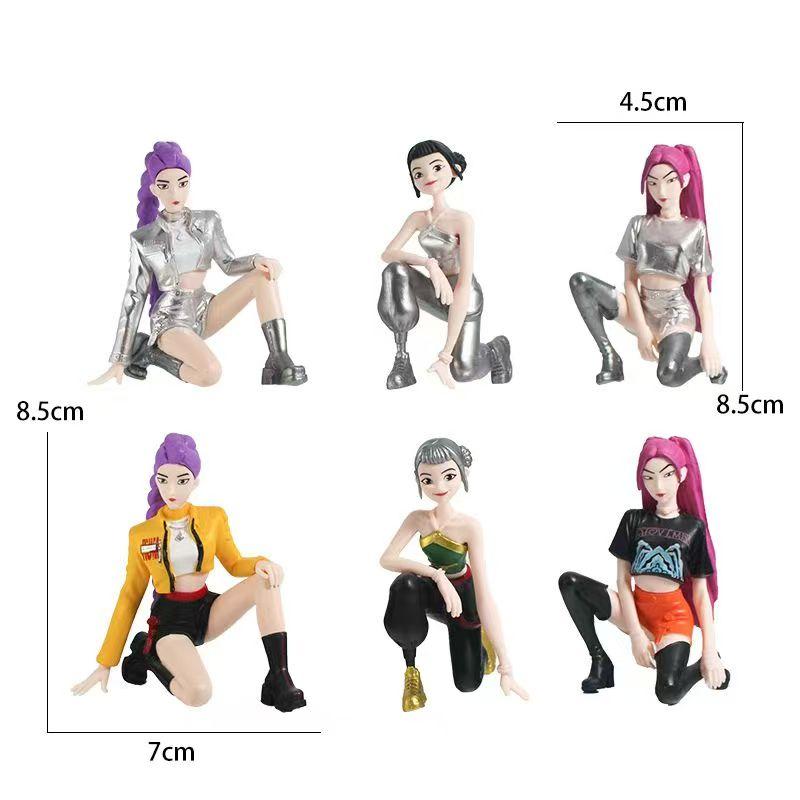 6Pcs New Kpop Devil Hunter Rumi Zoe Mira anime polyvinyl chloride character collection desktop trinkets Childrens New Year gift