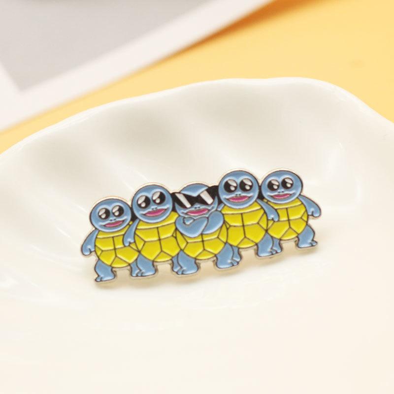 Anime Squirtle Enamel Pins Collect Kawaii Five Turtles Metal Cartoon Brooch Backpack Hat Bag Collar Lapel Badges